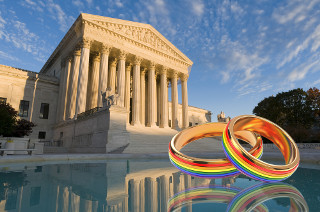 OBERGEFELL v. HODGES - Supreme Court pic with rainbow-colored wedding rings